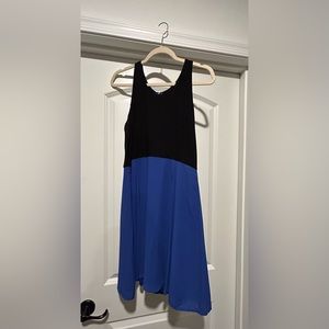 Apt 9 Tank Dress Flowy Skirt Flare Black & Royal Blue Zipper up the back